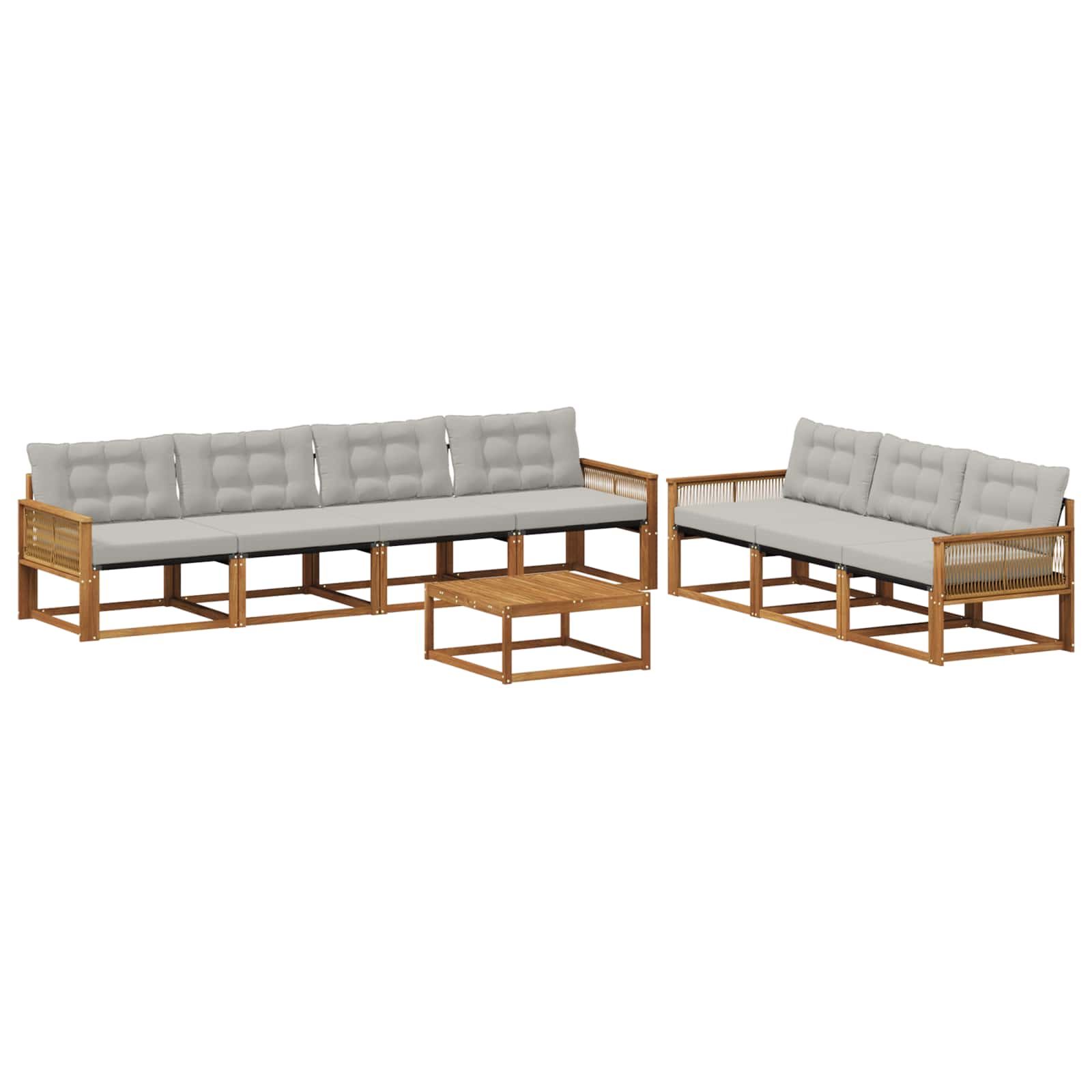 Outdoor-Sofagarnitur mit Kissen 8 pcs Natürlich und Hellgrau