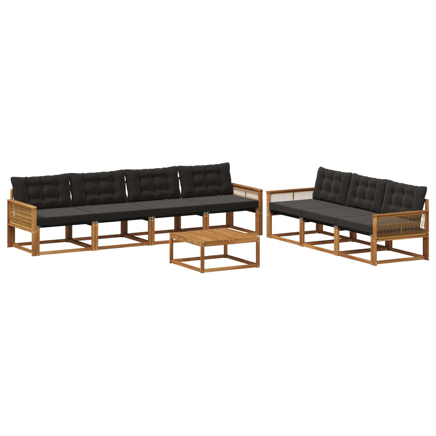 Outdoor-Sofagarnitur mit Kissen 8 pcs Natürlich und Schwarz