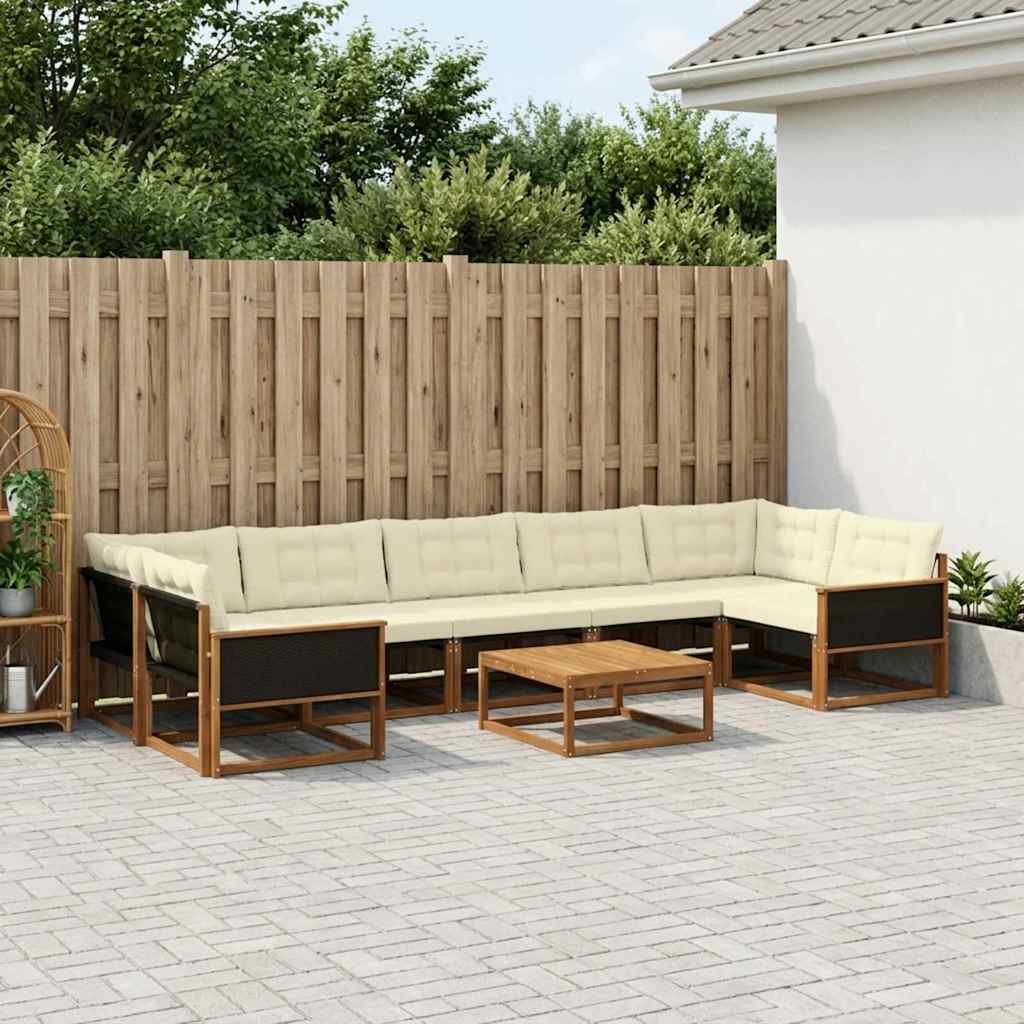 Outdoor-Sofagarnitur mit Kissen 8 pcs Natur und Creme