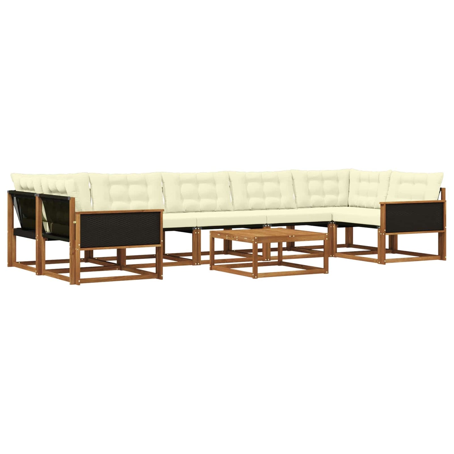 Outdoor-Sofagarnitur mit Kissen 8 pcs Natur und Creme
