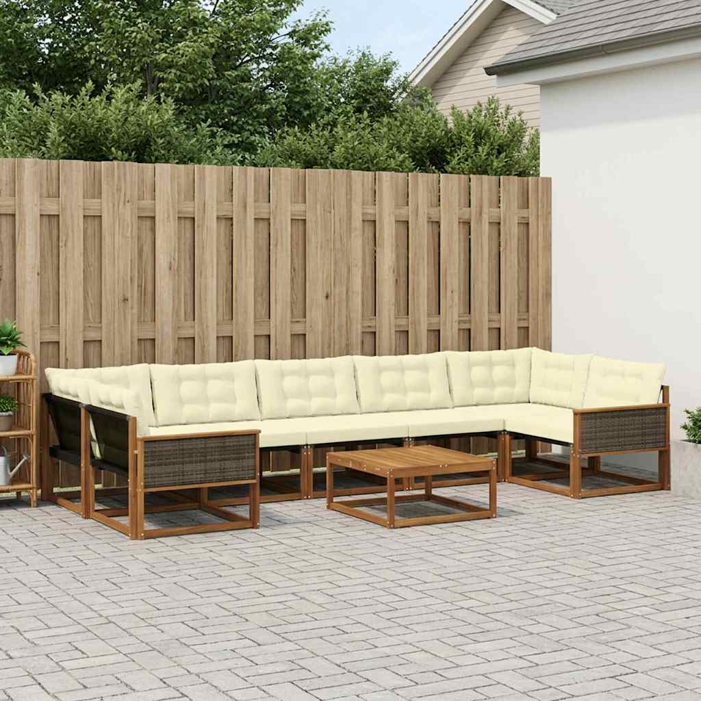 Outdoor-Sofagarnitur mit Kissen 8 pcs Natur und Creme