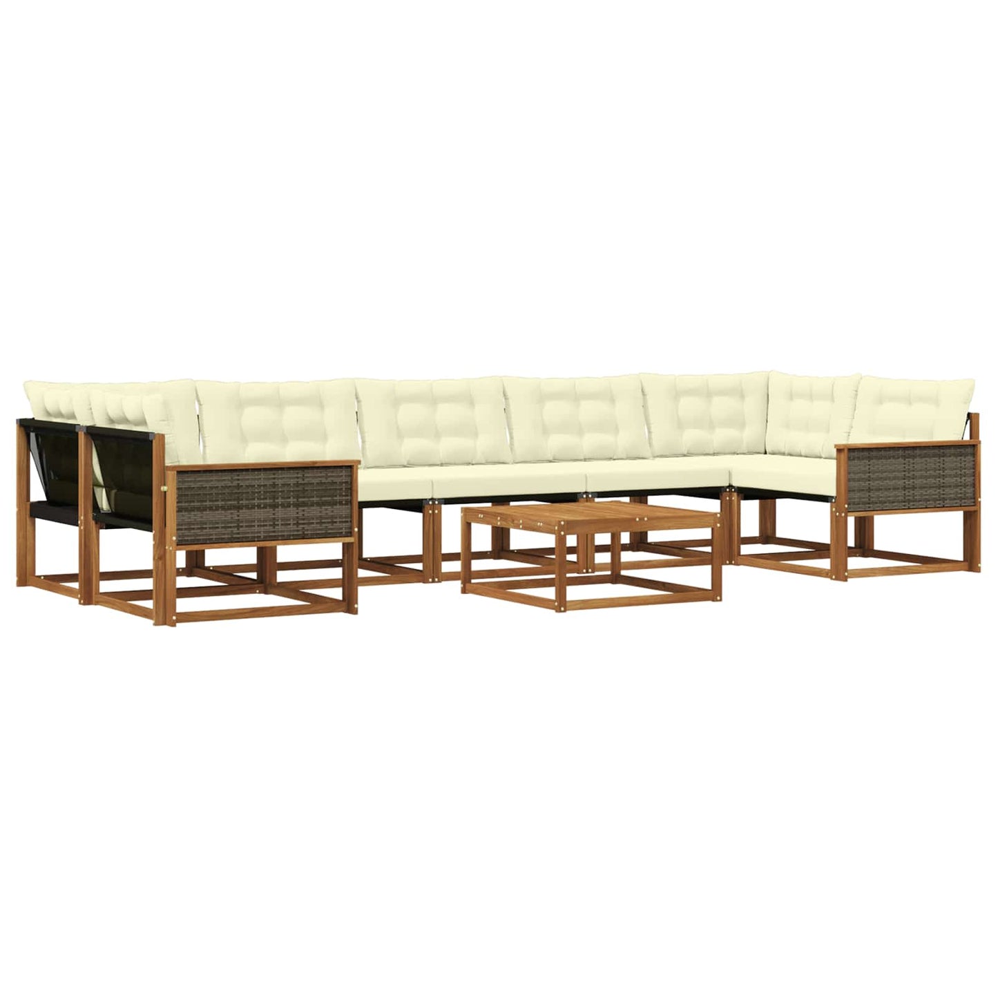 Outdoor-Sofagarnitur mit Kissen 8 pcs Natur und Creme