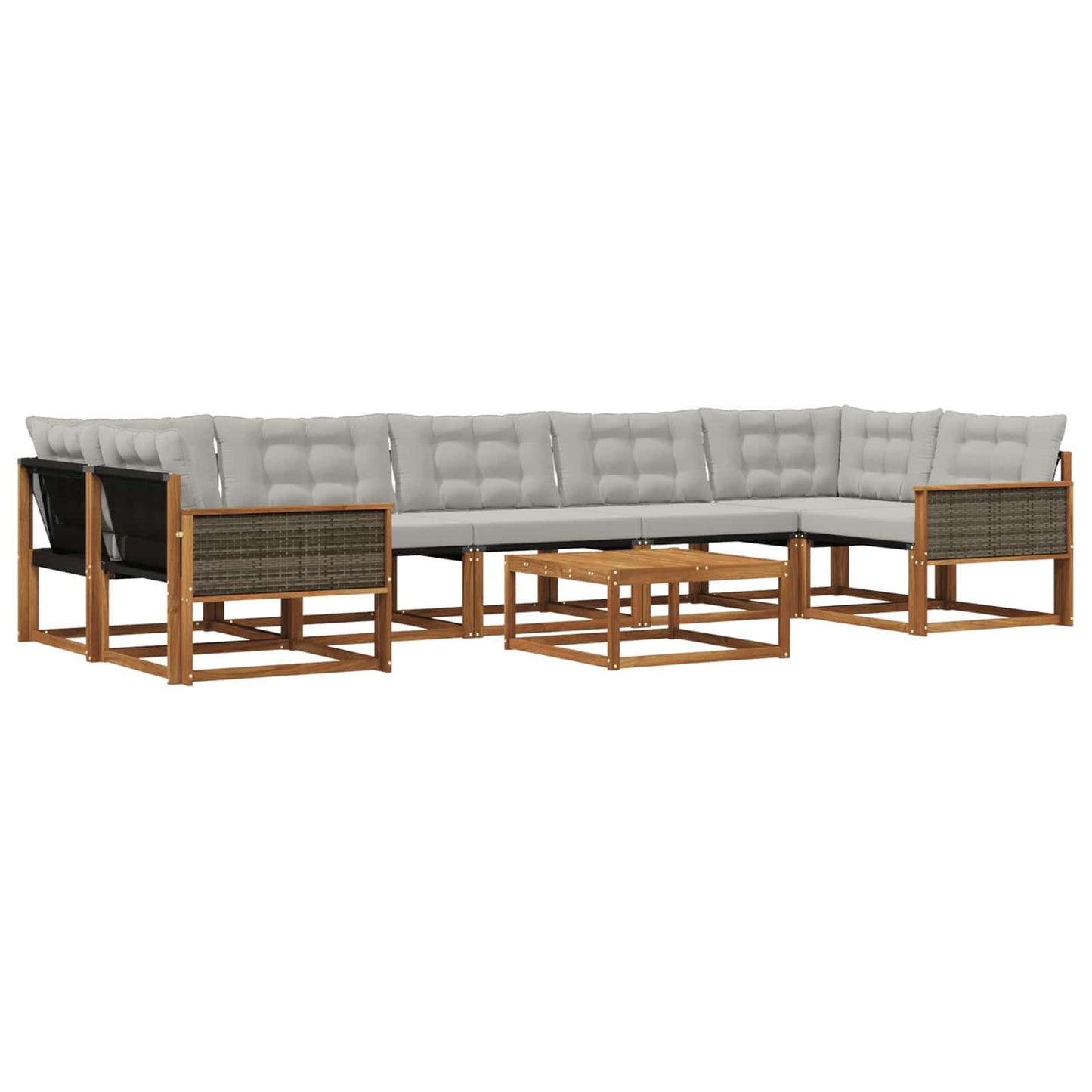 Outdoor-Sofagarnitur mit Kissen 8 pcs Natürlich und Hellgrau