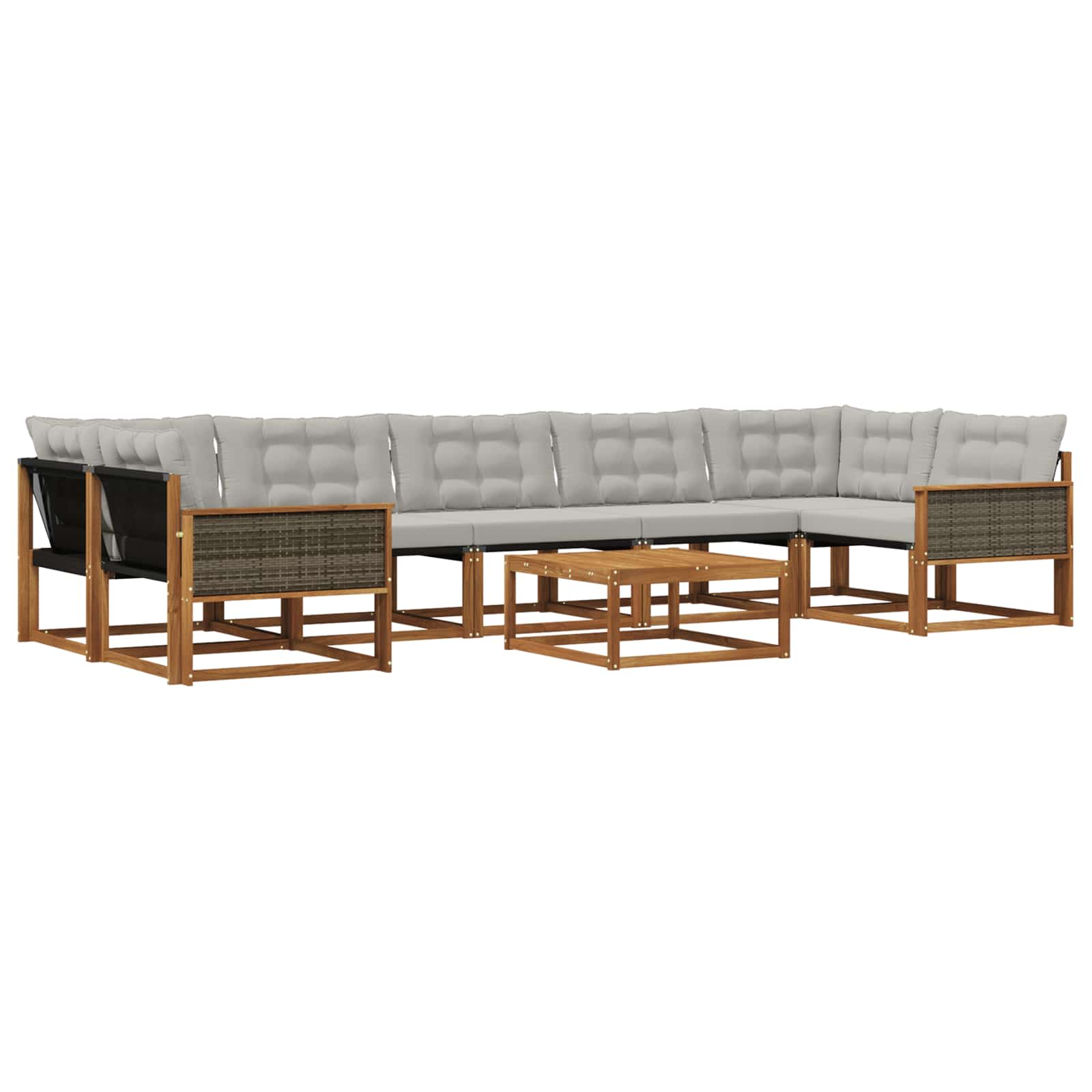 Outdoor-Sofagarnitur mit Kissen 8 pcs Natürlich und Hellgrau