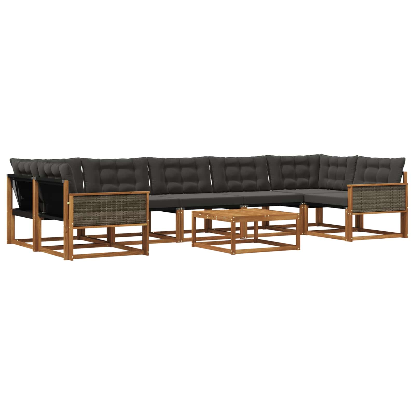 Outdoor-Sofagarnitur mit Kissen 8 pcs Natürlich und Schwarz