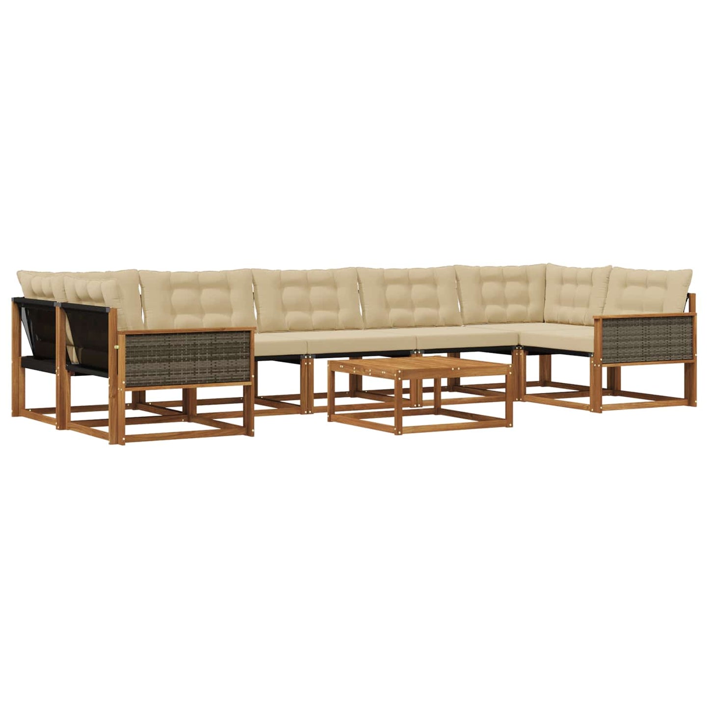 Outdoor-Sofagarnitur mit Kissen 8 pcs Natur und Beige
