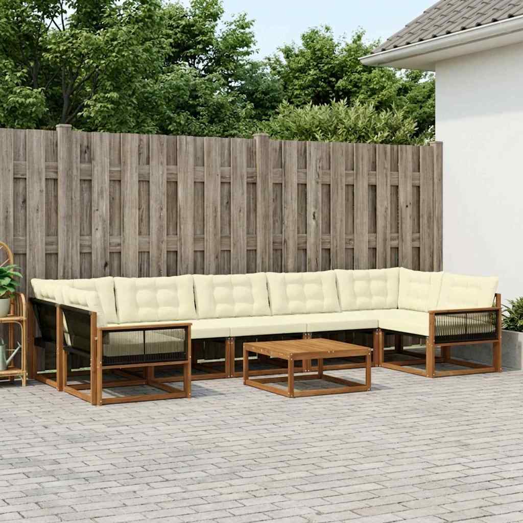 Outdoor-Sofagarnitur mit Kissen 8 pcs Natur und Creme