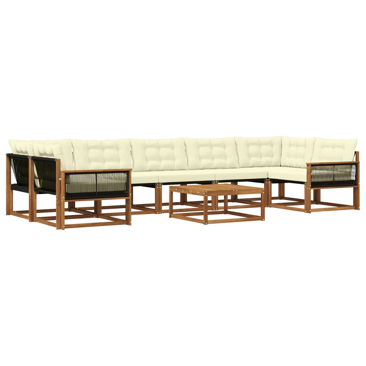 Outdoor-Sofagarnitur mit Kissen 8 pcs Natur und Creme