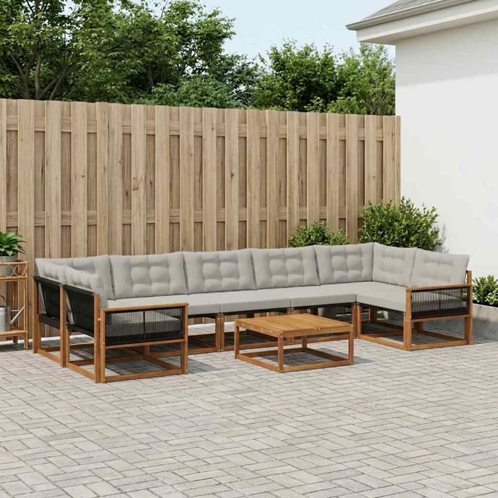 Outdoor-Sofagarnitur mit Kissen 8 pcs Natürlich und Hellgrau