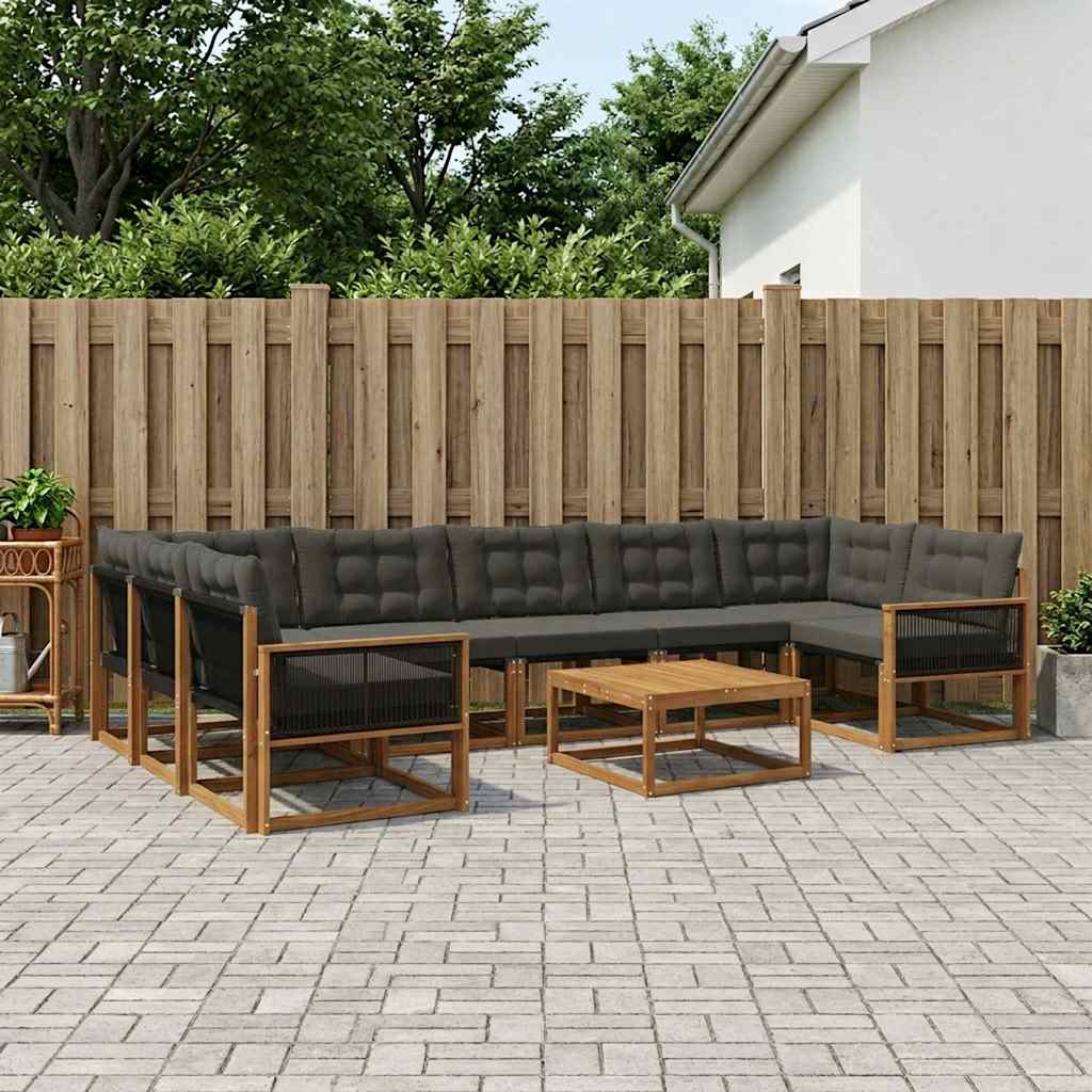 Outdoor-Sofagarnitur mit Kissen 8 pcs Natürlich und Schwarz