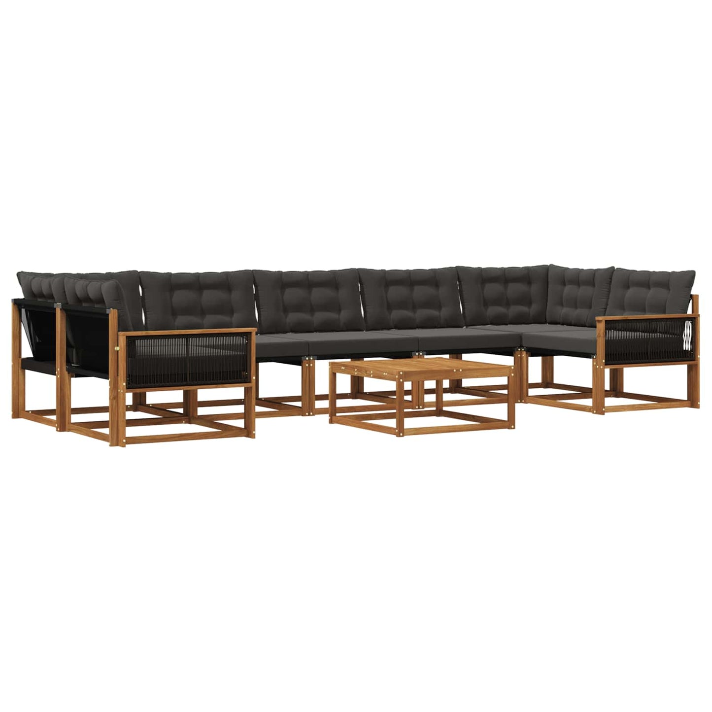 Outdoor-Sofagarnitur mit Kissen 8 pcs Natürlich und Schwarz