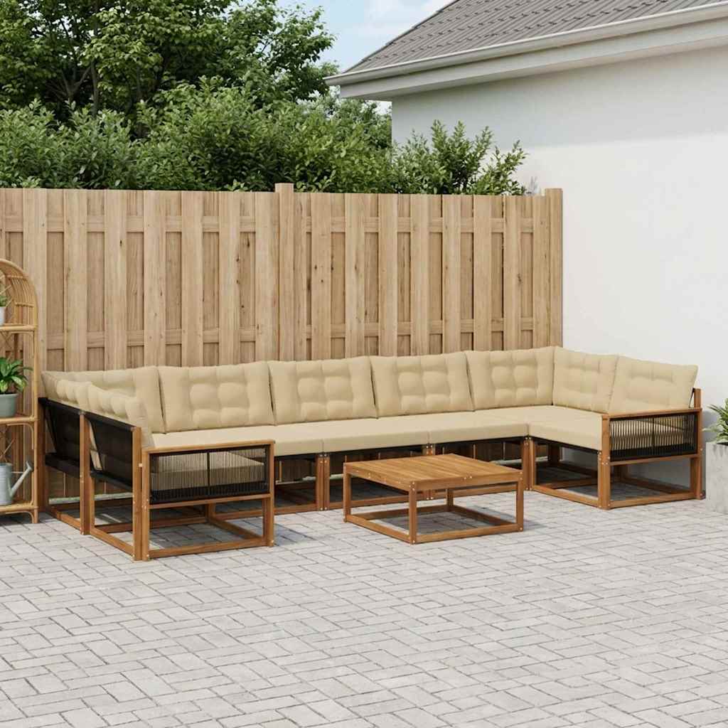 Outdoor-Sofagarnitur mit Kissen 8 pcs Natur und Beige