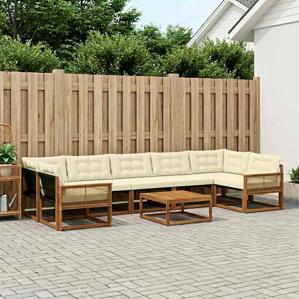 Outdoor-Sofagarnitur mit Kissen 8 pcs Natur und Creme