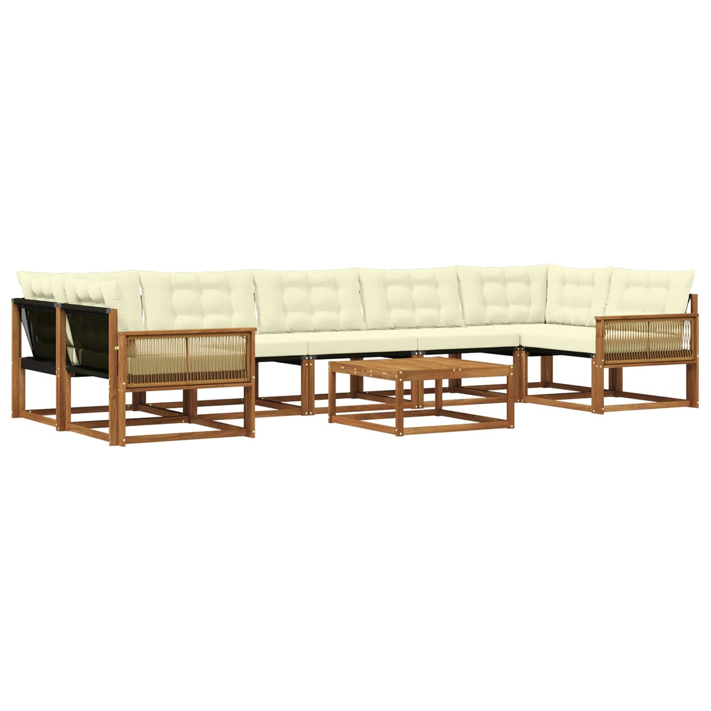 Outdoor-Sofagarnitur mit Kissen 8 pcs Natur und Creme