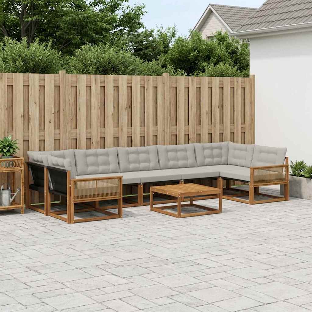 Outdoor-Sofagarnitur mit Kissen 8 pcs Natürlich und Hellgrau