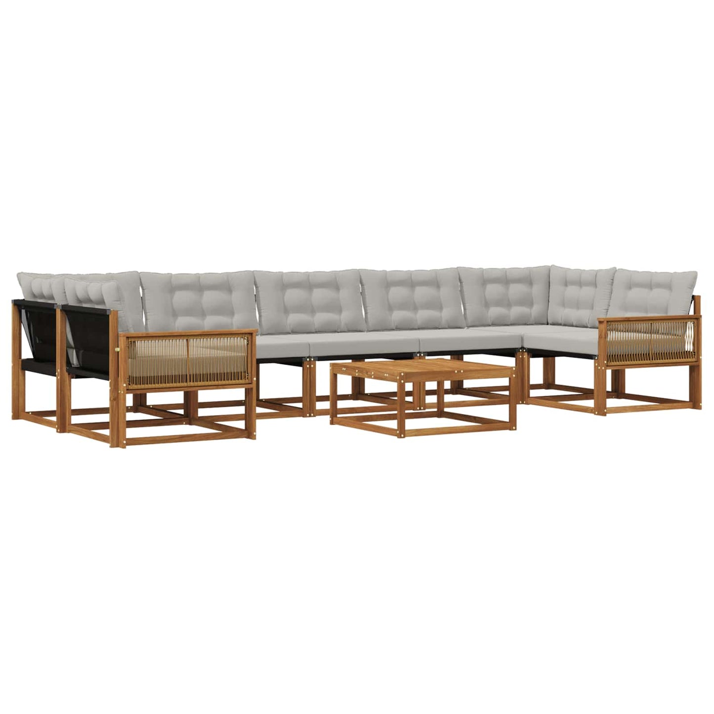 Outdoor-Sofagarnitur mit Kissen 8 pcs Natürlich und Hellgrau