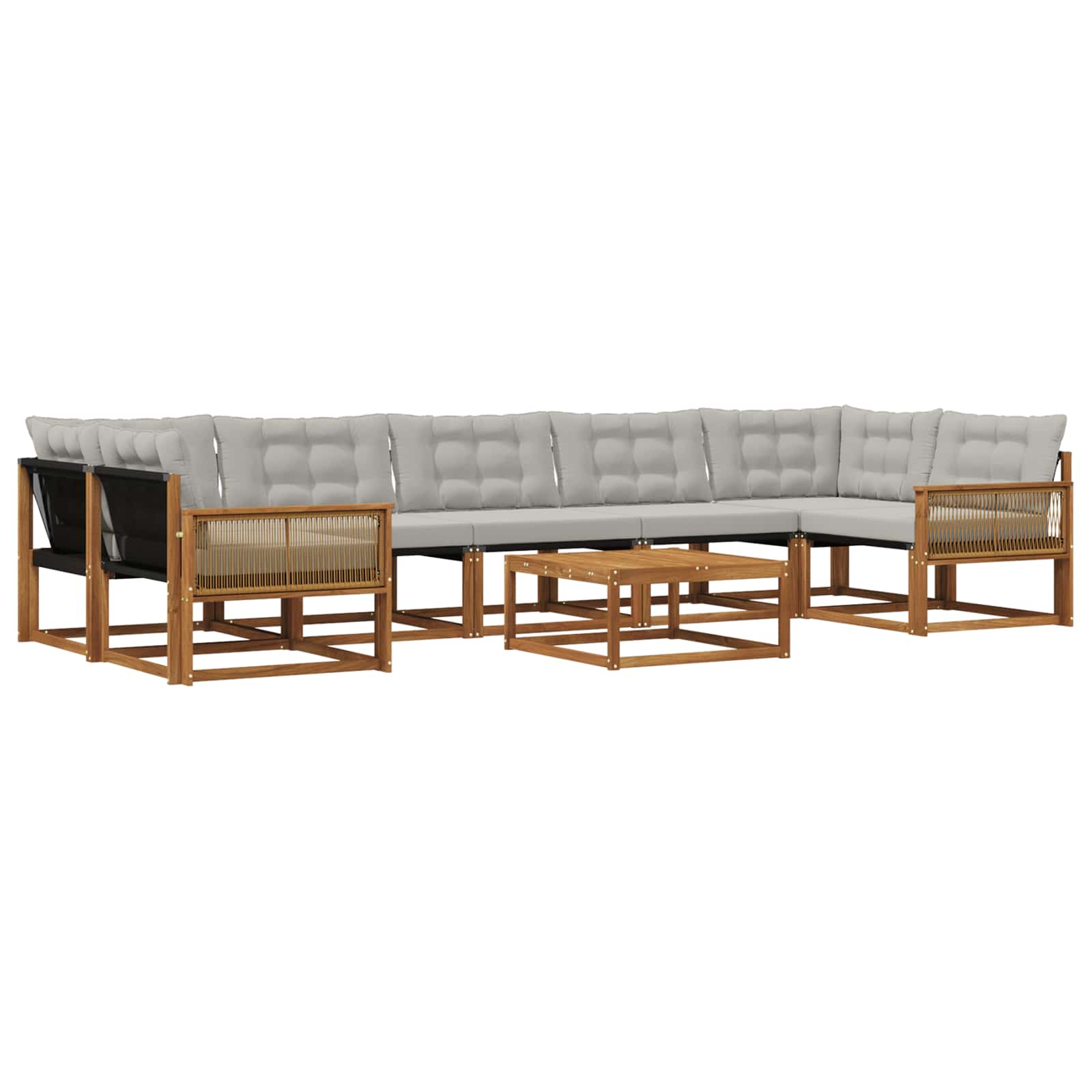 Outdoor-Sofagarnitur mit Kissen 8 pcs Natürlich und Hellgrau