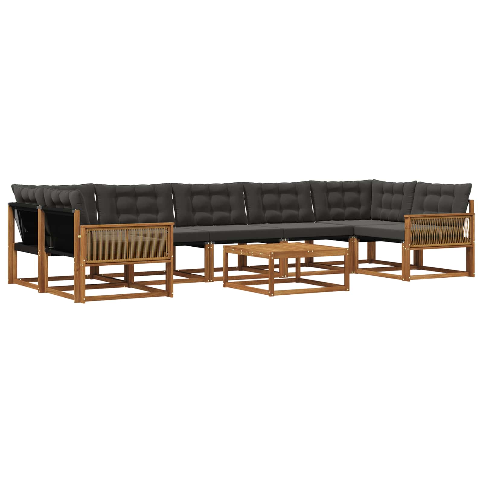 Outdoor-Sofagarnitur mit Kissen 8 pcs Natürlich und Schwarz