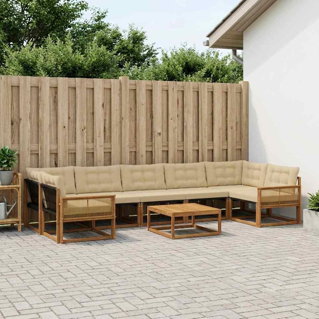 Outdoor-Sofagarnitur mit Kissen 8 pcs Natur und Beige
