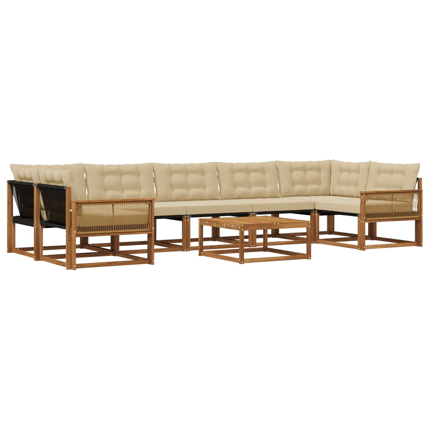 Outdoor-Sofagarnitur mit Kissen 8 pcs Natur und Beige
