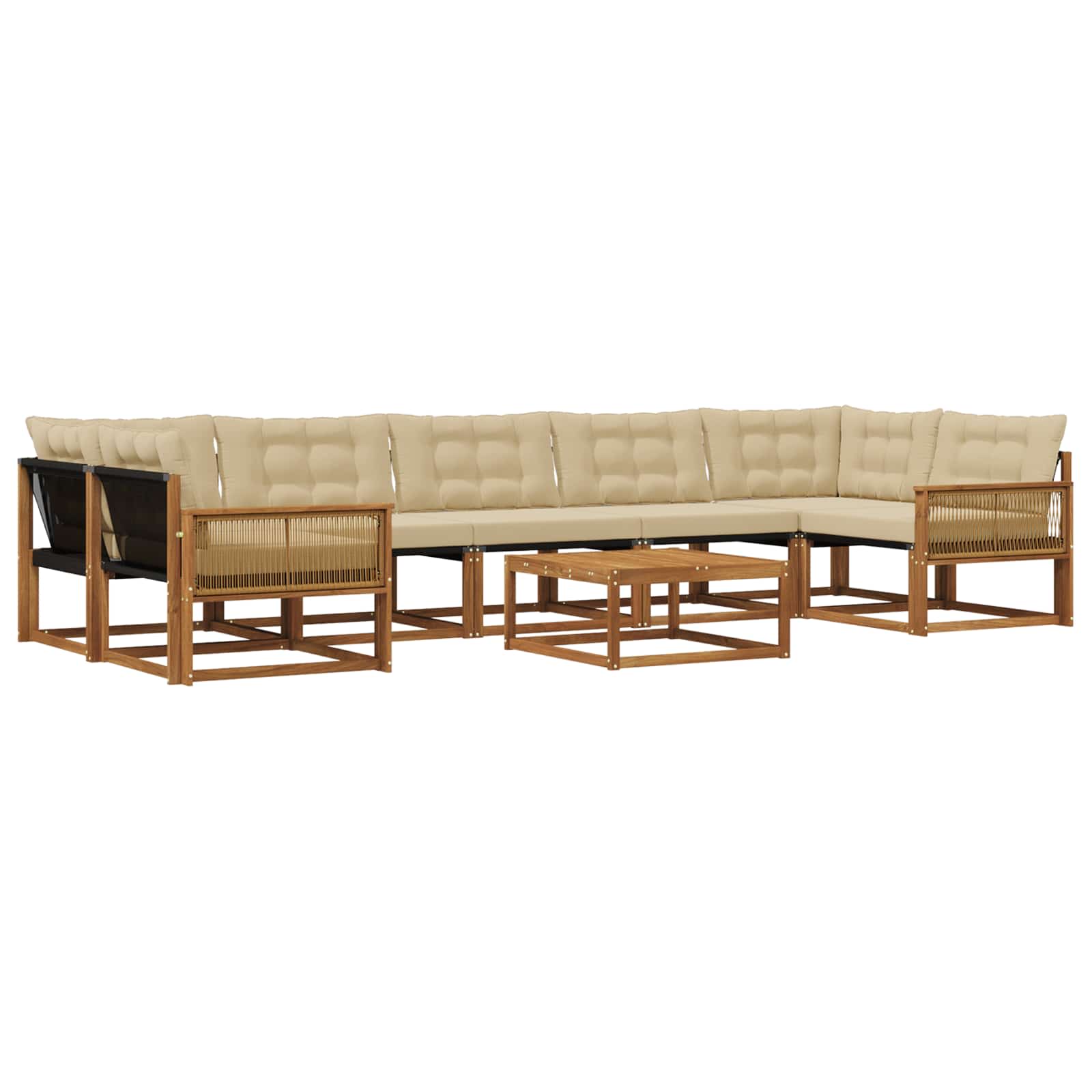 Outdoor-Sofagarnitur mit Kissen 8 pcs Natur und Beige