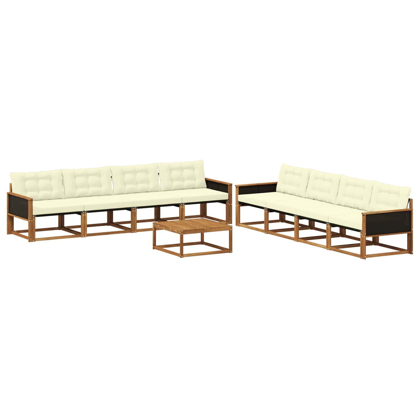 Outdoor-Sofagarnitur mit Kissen 9 pcs Natur und Creme