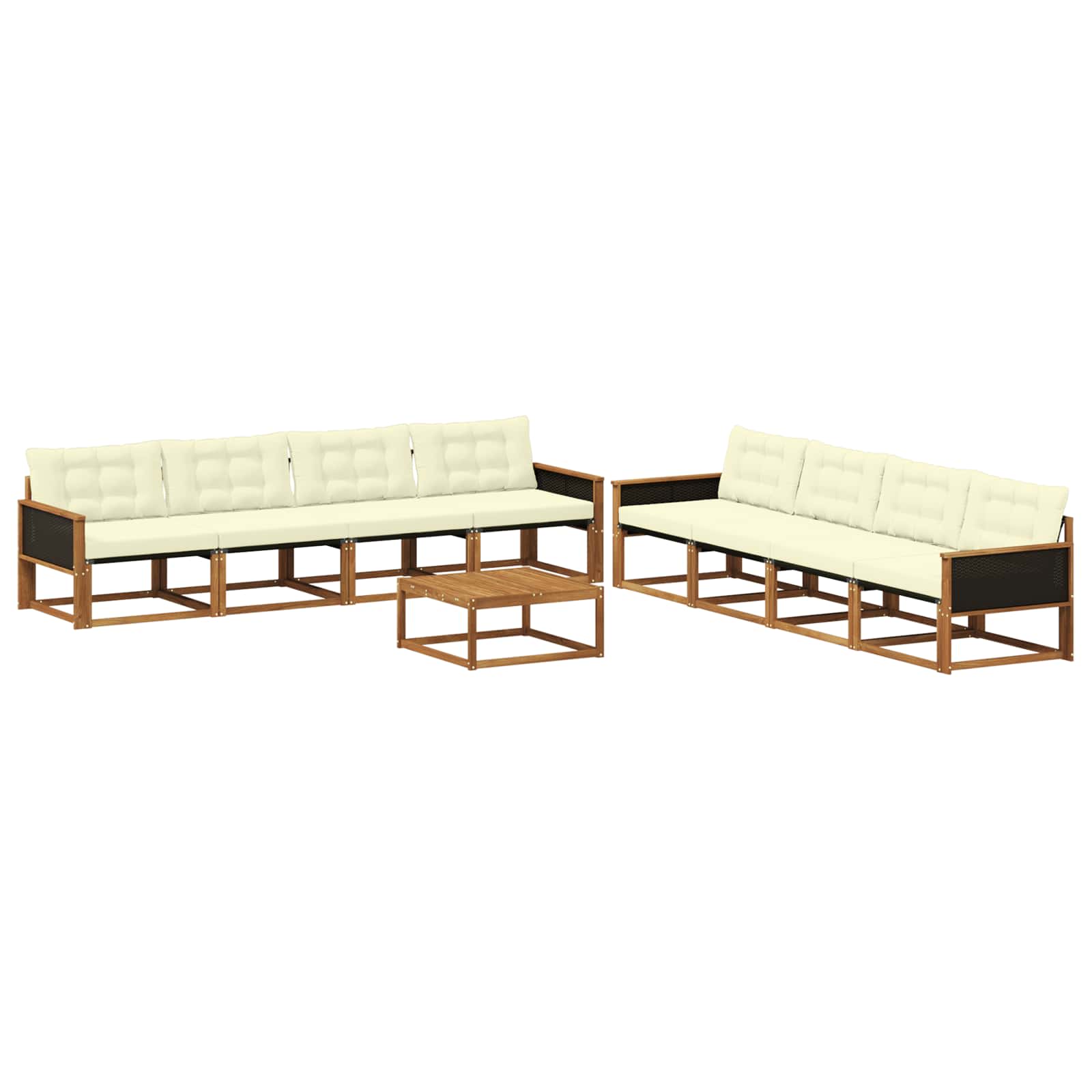 Outdoor-Sofagarnitur mit Kissen 9 pcs Natur und Creme