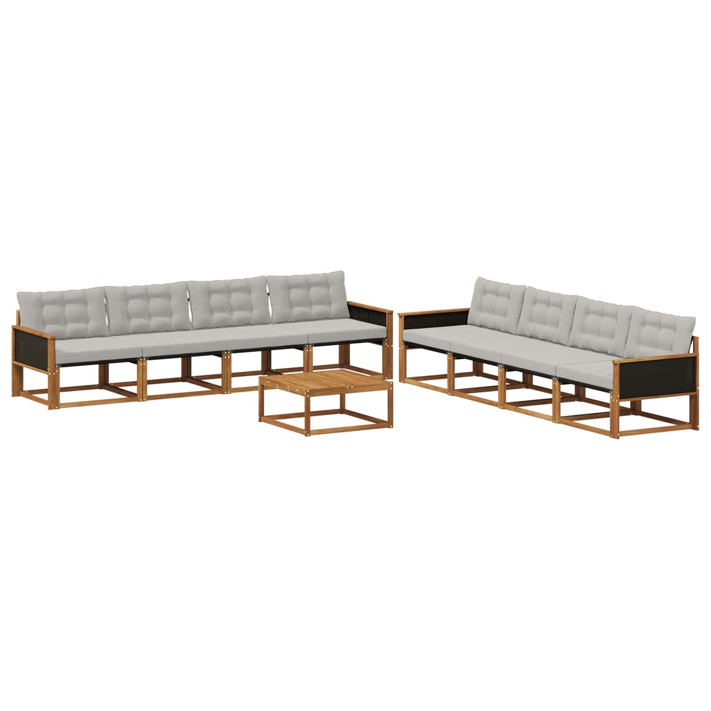 Outdoor-Sofagarnitur mit Kissen 9 pcs Natürlich und Hellgrau