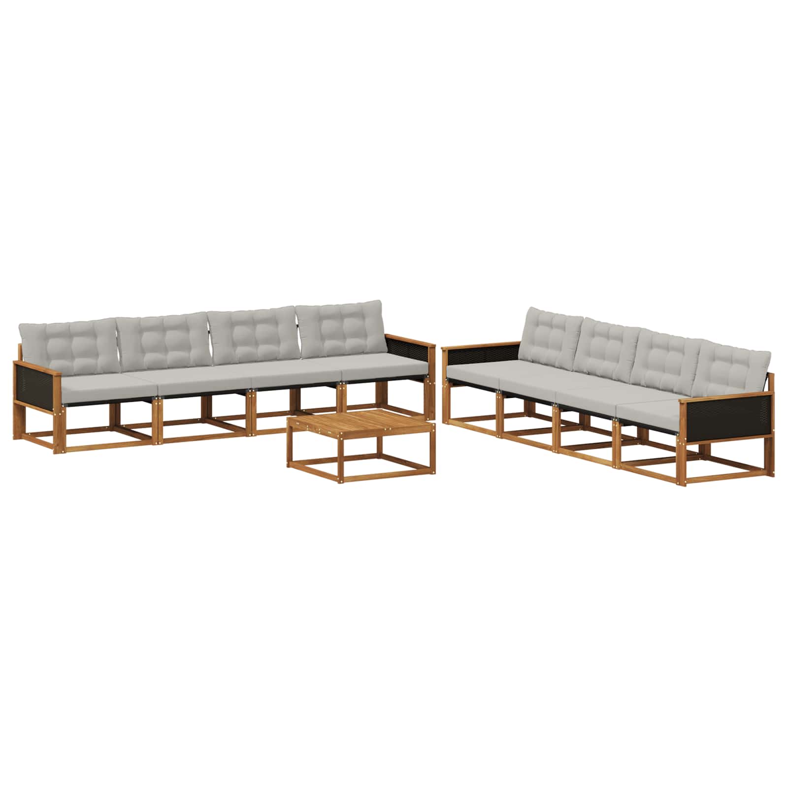 Outdoor-Sofagarnitur mit Kissen 9 pcs Natürlich und Hellgrau
