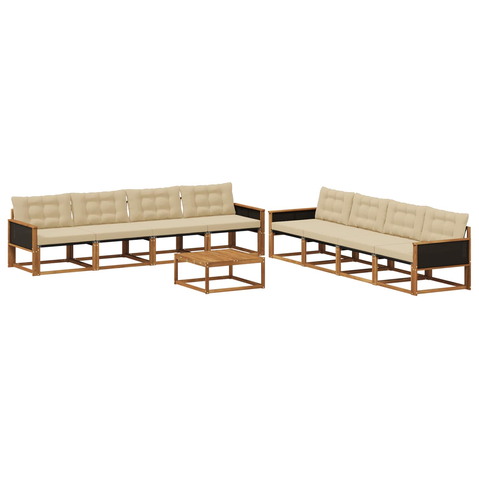 Outdoor-Sofagarnitur mit Kissen 9 pcs Natur und Beige