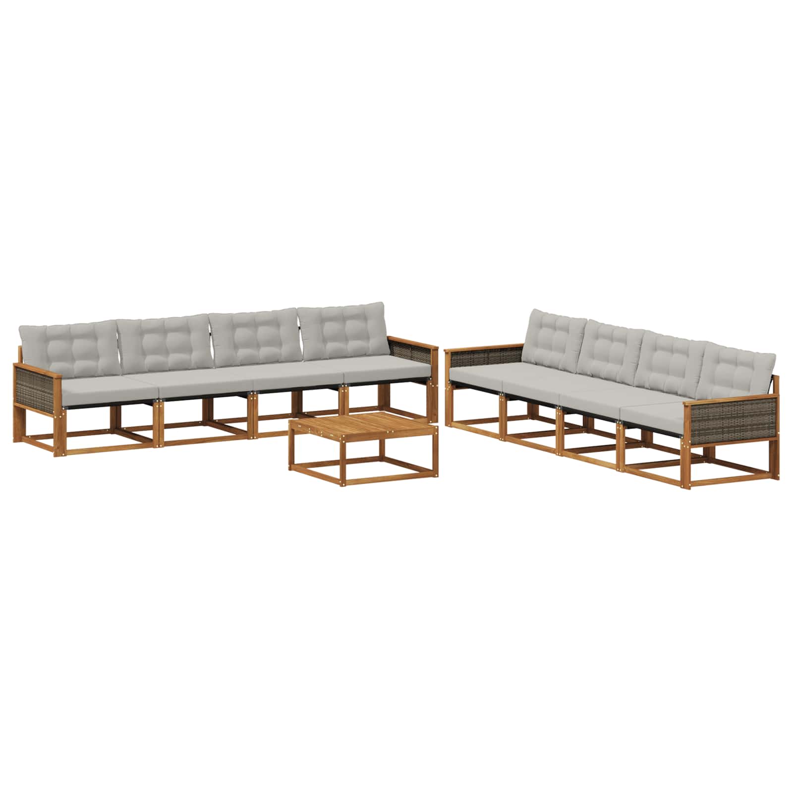 Outdoor-Sofagarnitur mit Kissen 9 pcs Natürlich und Hellgrau