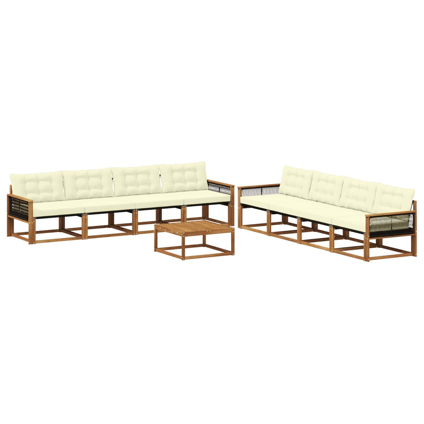 Outdoor-Sofagarnitur mit Kissen 9 pcs Natur und Creme