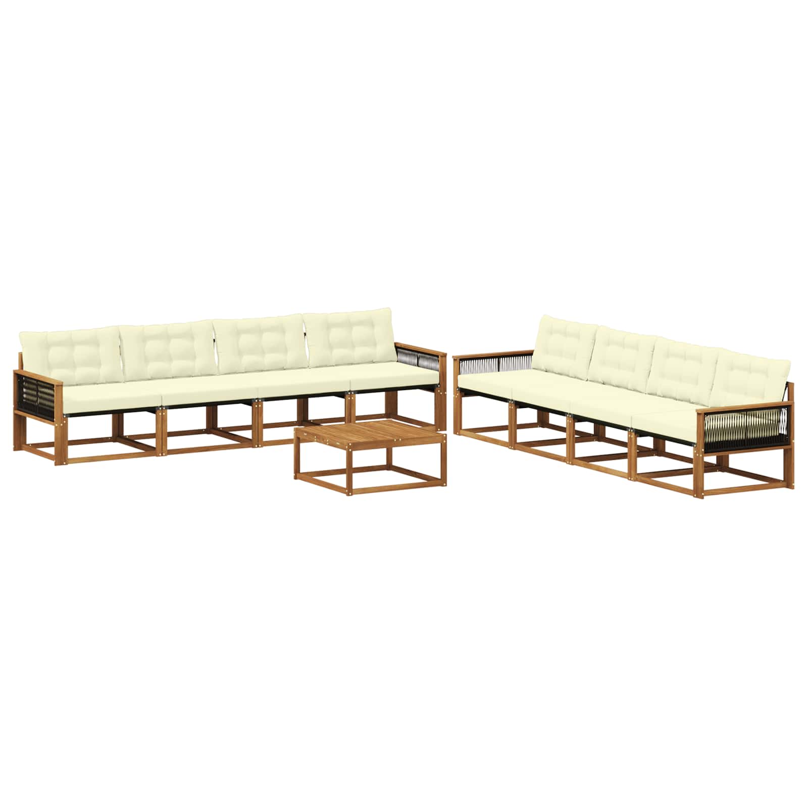 Outdoor-Sofagarnitur mit Kissen 9 pcs Natur und Creme