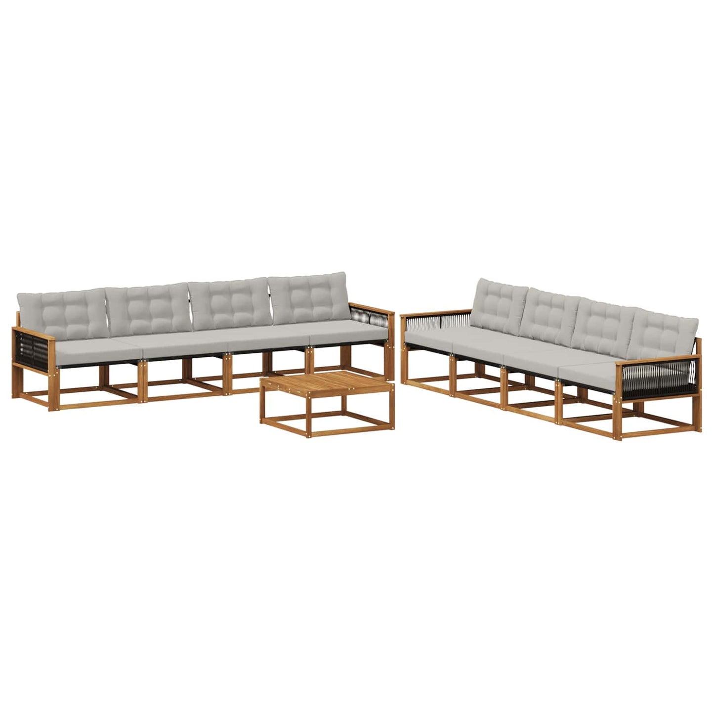 Outdoor-Sofagarnitur mit Kissen 9 pcs Natürlich und Hellgrau