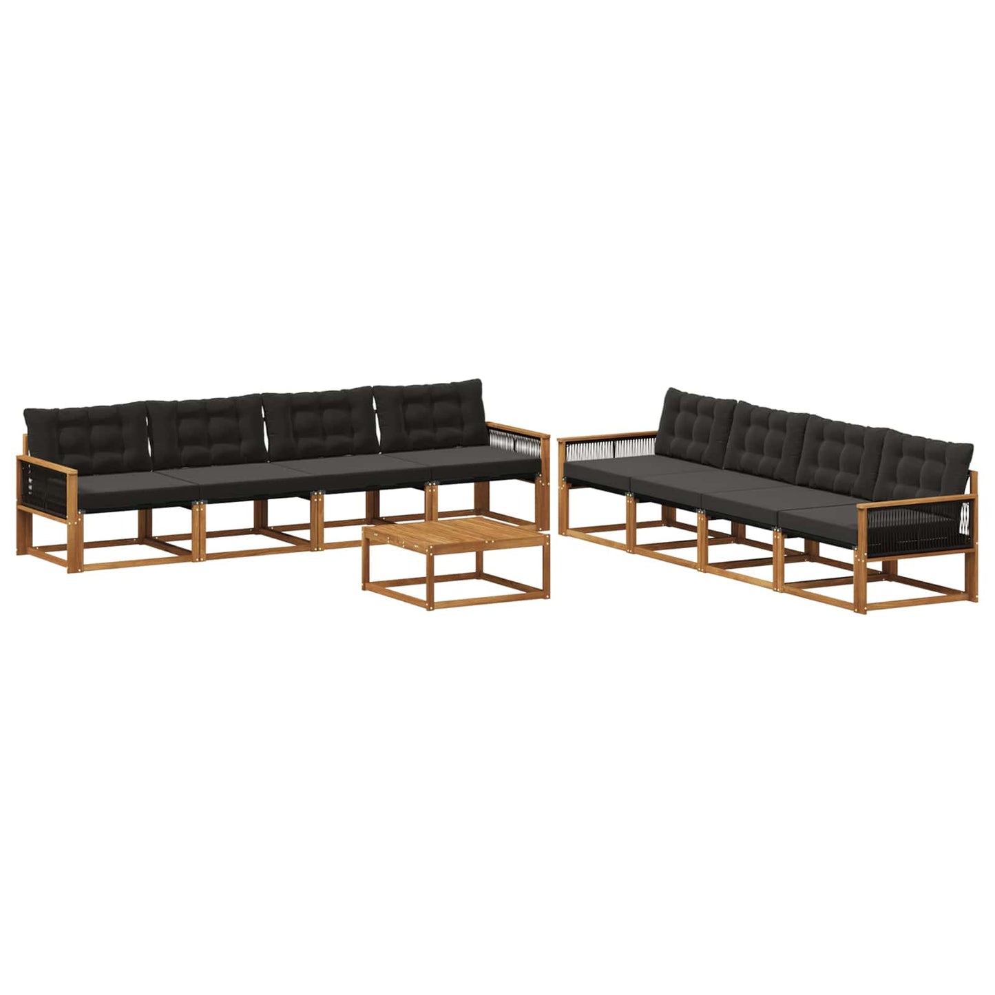 Outdoor-Sofagarnitur mit Kissen 9 pcs Natürlich und Schwarz