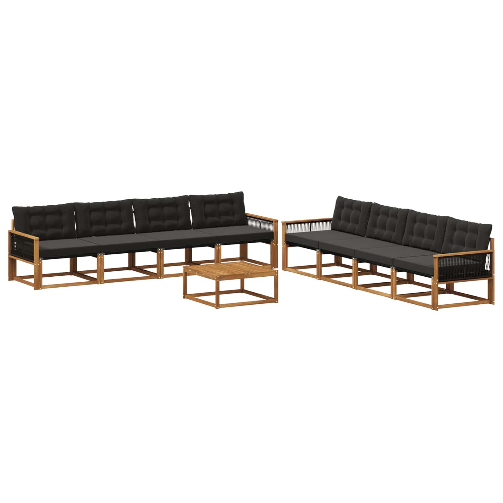 Outdoor-Sofagarnitur mit Kissen 9 pcs Natürlich und Schwarz