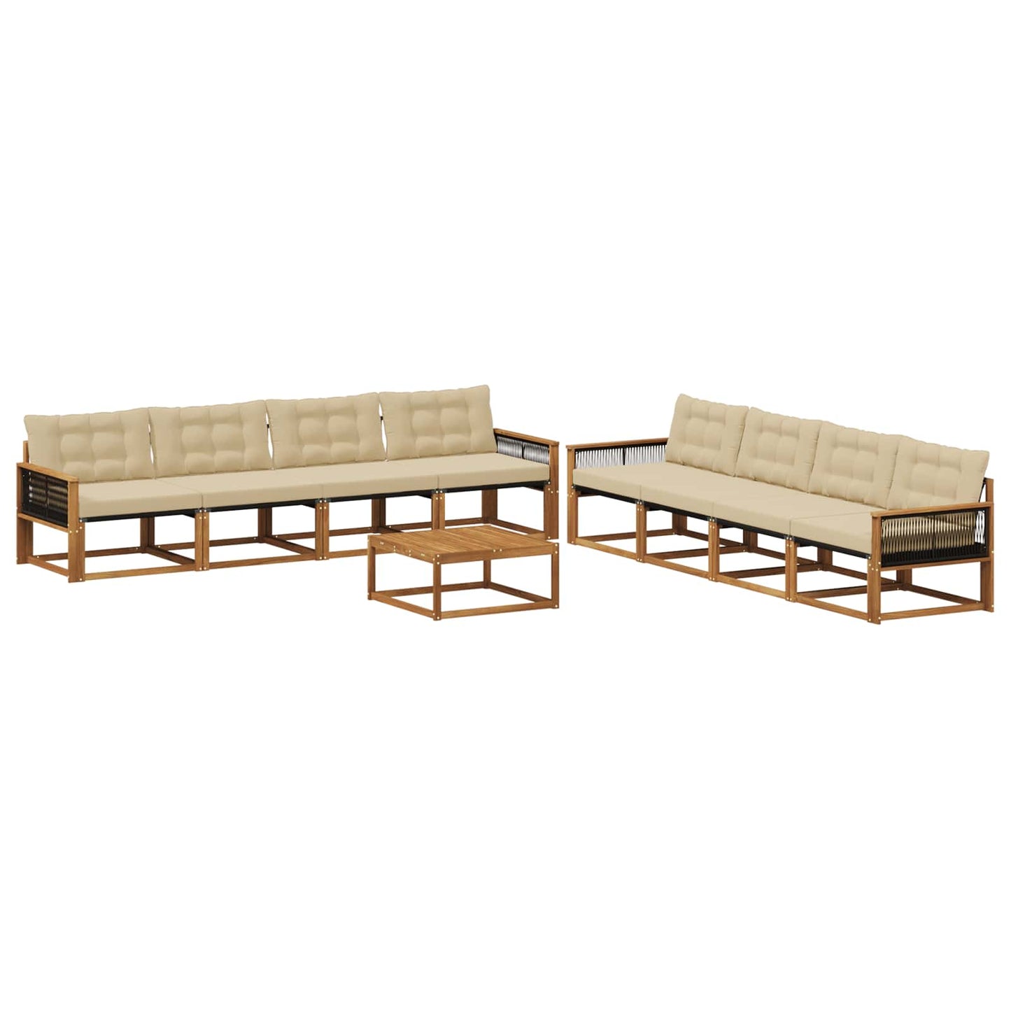 Outdoor-Sofagarnitur mit Kissen 9 pcs Natur und Beige