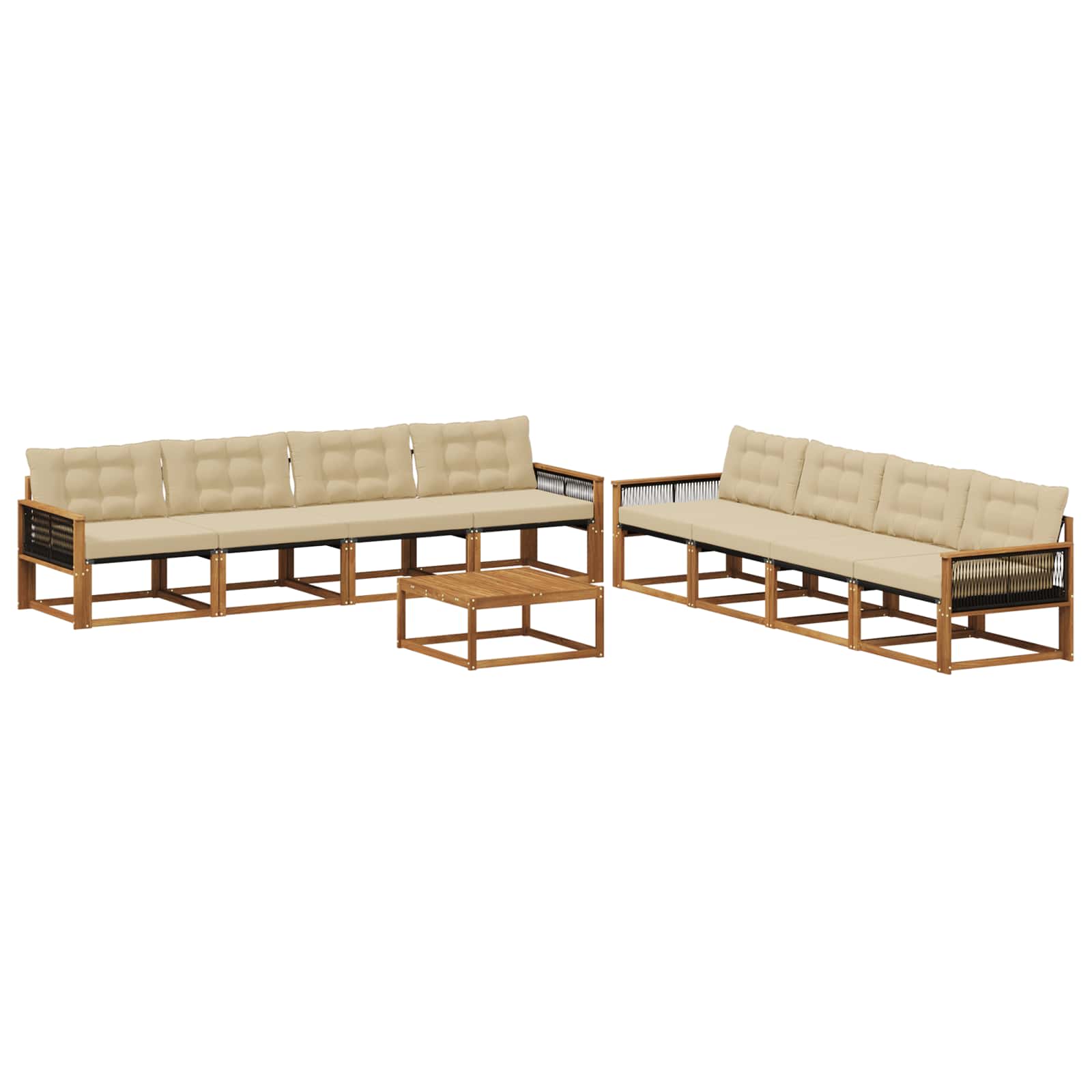Outdoor-Sofagarnitur mit Kissen 9 pcs Natur und Beige