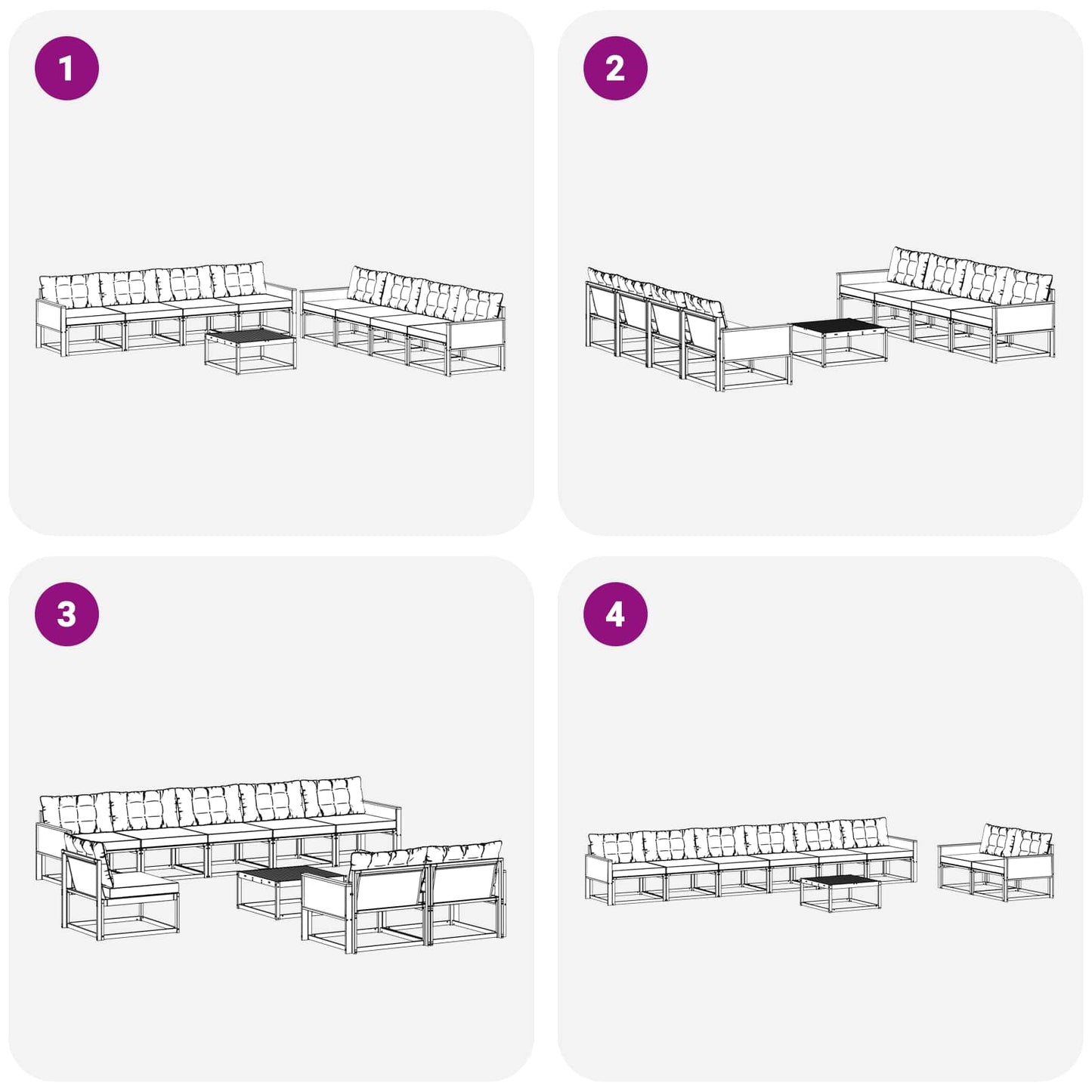 Outdoor-Sofagarnitur mit Kissen 9 pcs Natur und Beige