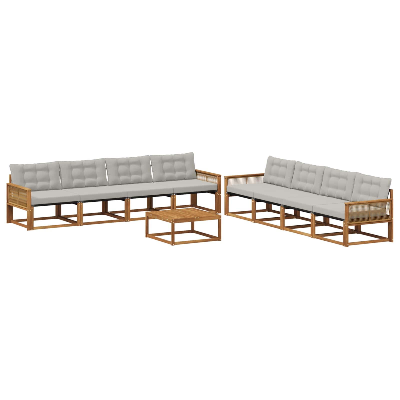 Outdoor-Sofagarnitur mit Kissen 9 pcs Natürlich und Hellgrau