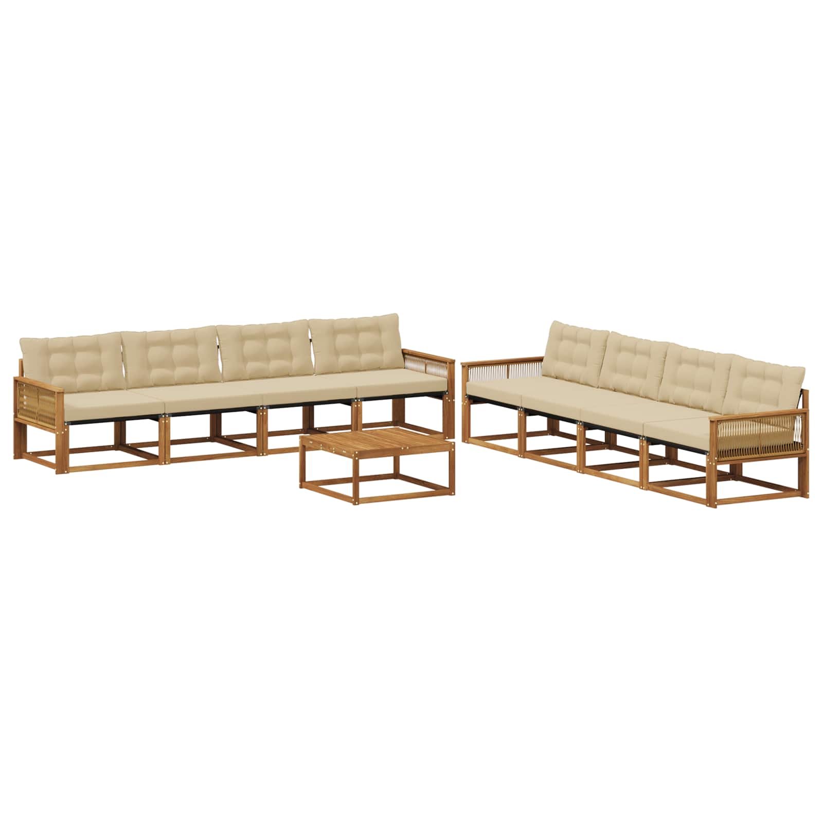 Outdoor-Sofagarnitur mit Kissen 9 pcs Natur und Beige