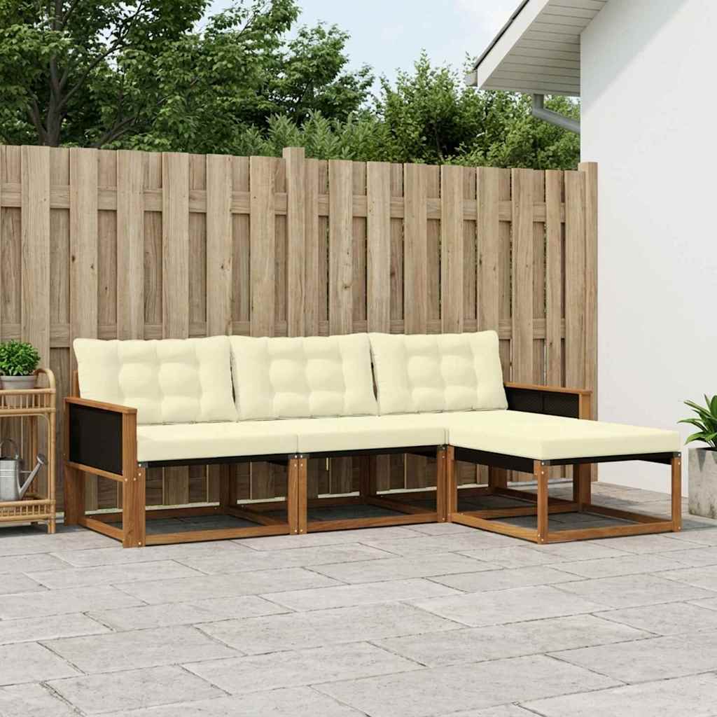 Outdoor-Sofagarnitur 4 stk. Natur und Creme