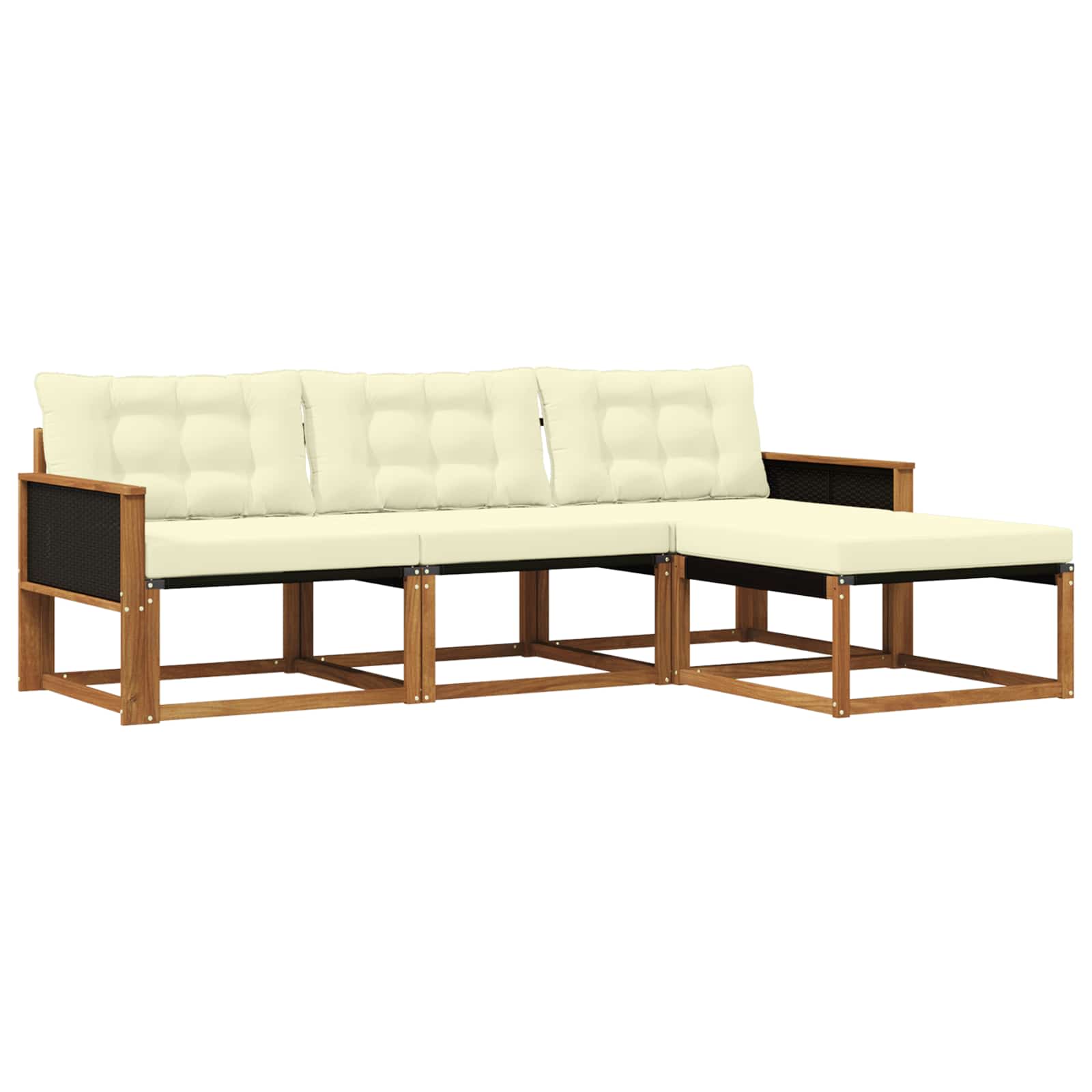 Outdoor-Sofagarnitur 4 stk. Natur und Creme