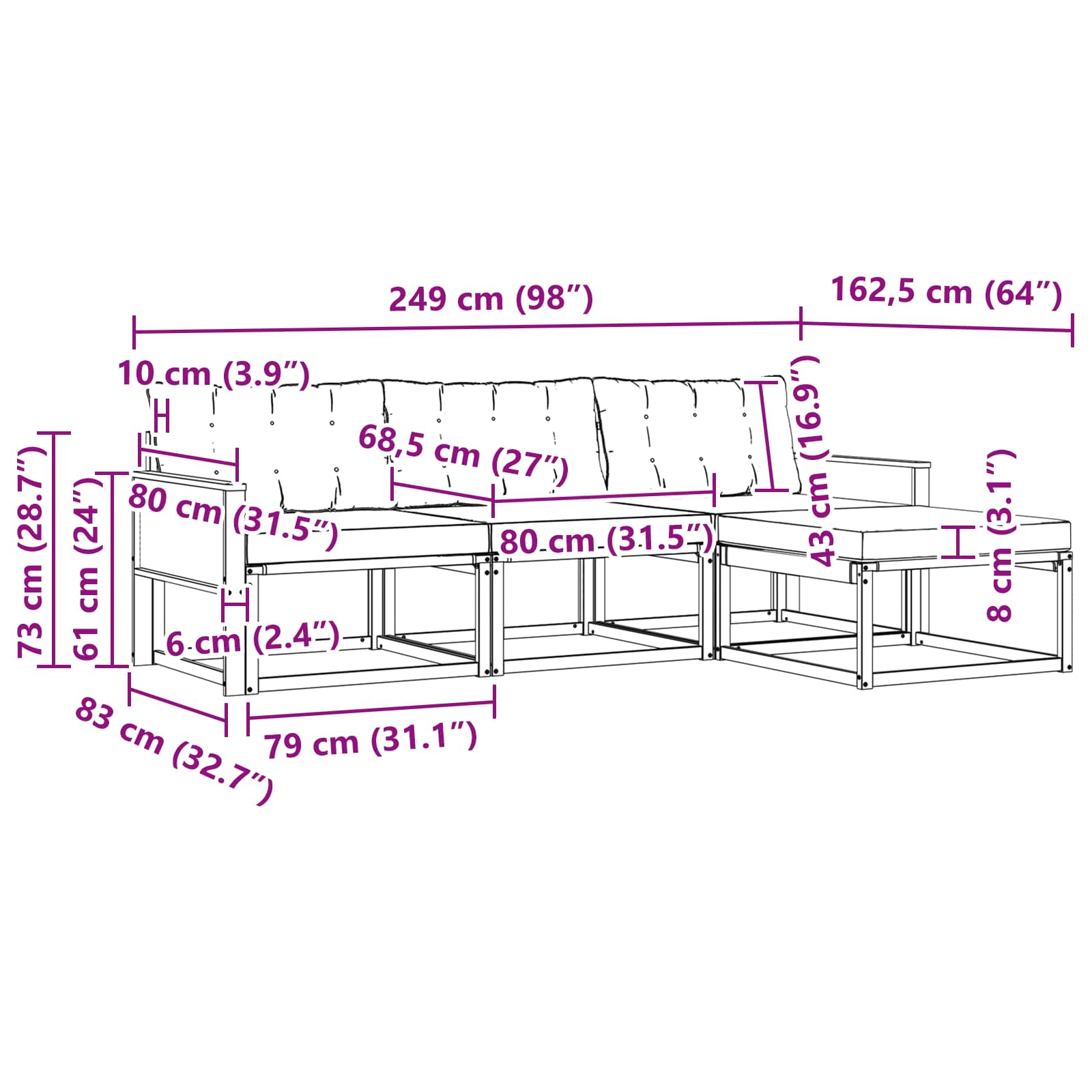 Outdoor-Sofagarnitur 4 stk. Natur und Creme