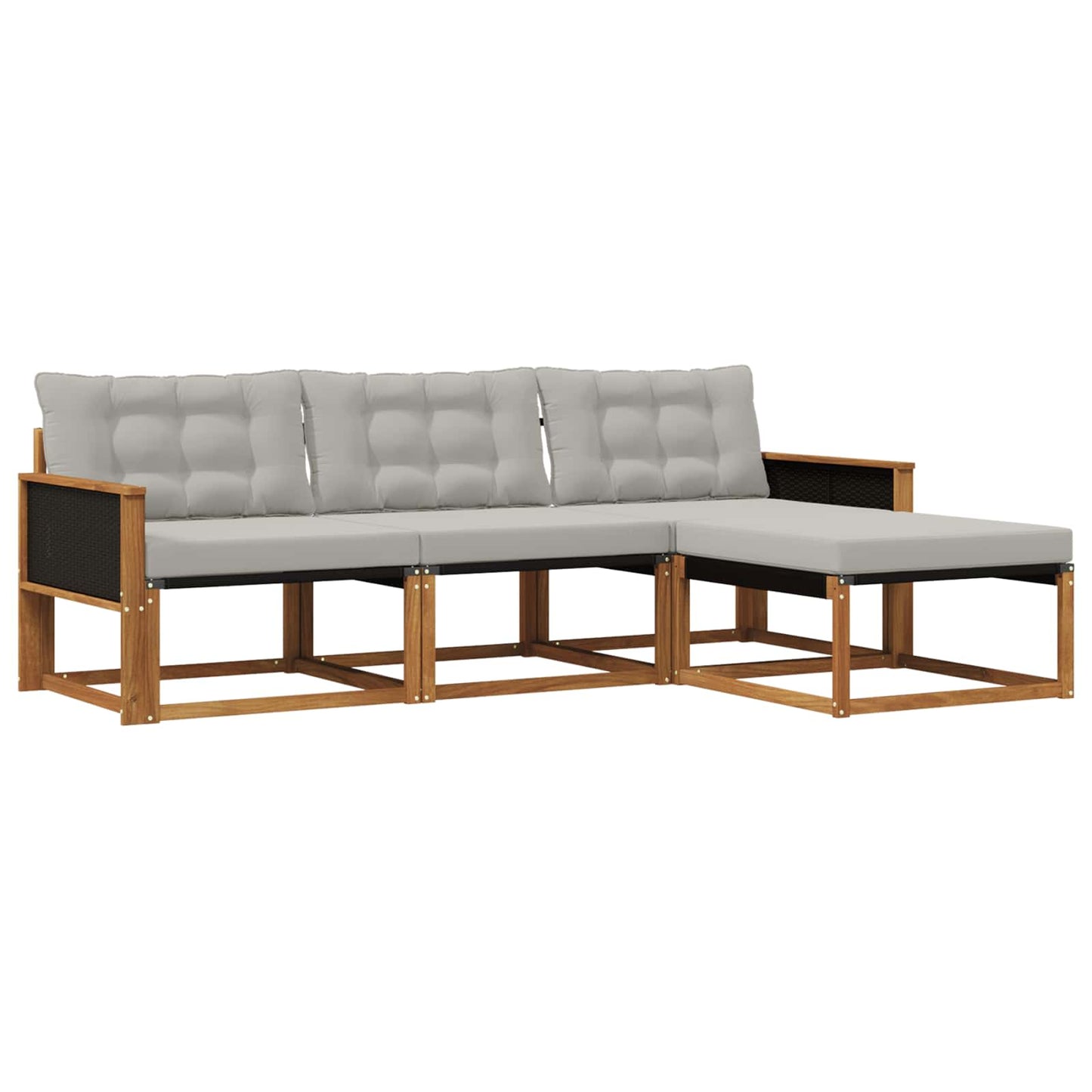 Outdoor-Sofagarnitur mit Kissen 4 pcs Natürlich und Hellgrau