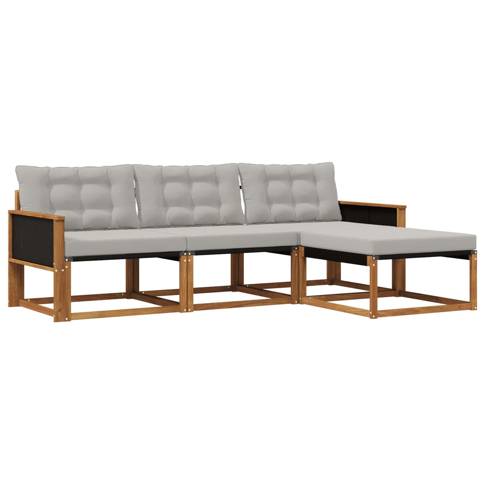 Outdoor-Sofagarnitur mit Kissen 4 pcs Natürlich und Hellgrau
