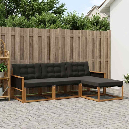 Outdoor-Sofagarnitur 4 stk. Natürlich und Schwarz