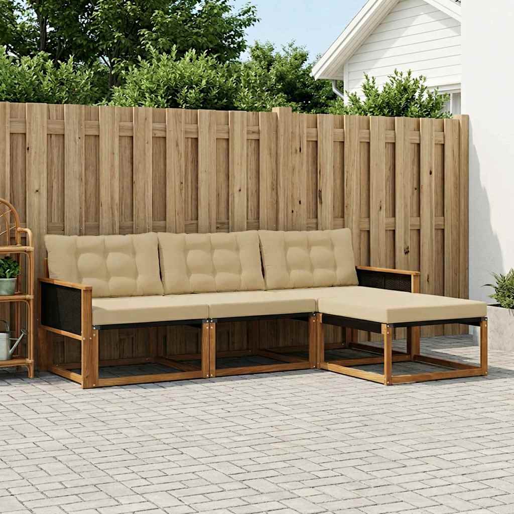 Outdoor-Sofagarnitur 4 stk. Natur und Beige