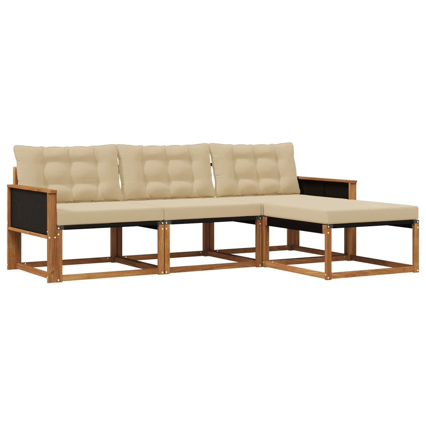 Outdoor-Sofagarnitur 4 stk. Natur und Beige