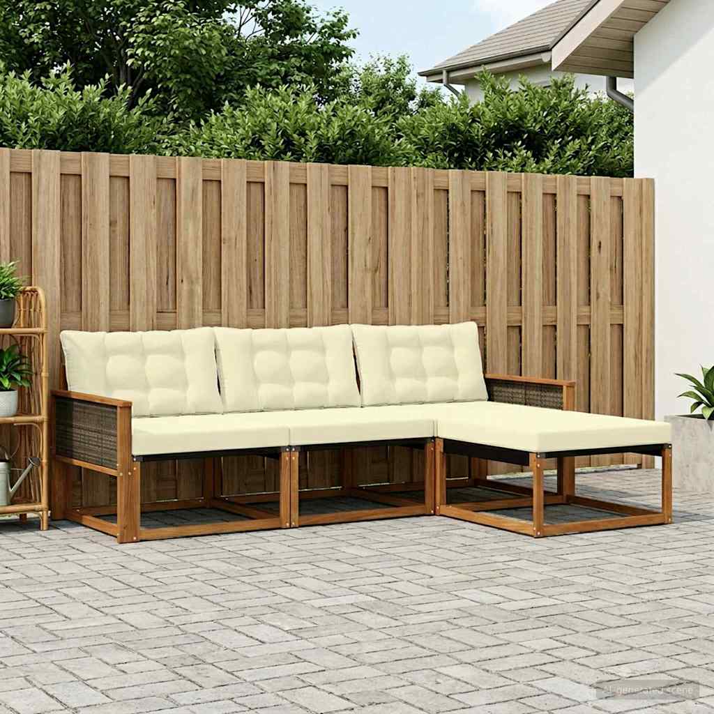 Outdoor-Sofagarnitur 4 stk. Natur und Creme